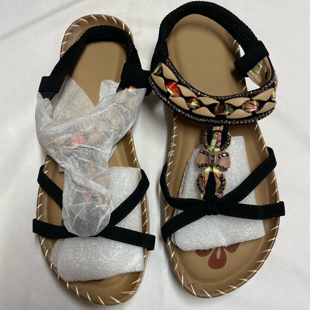 Elegant Black and Multicolor Women's Sandals